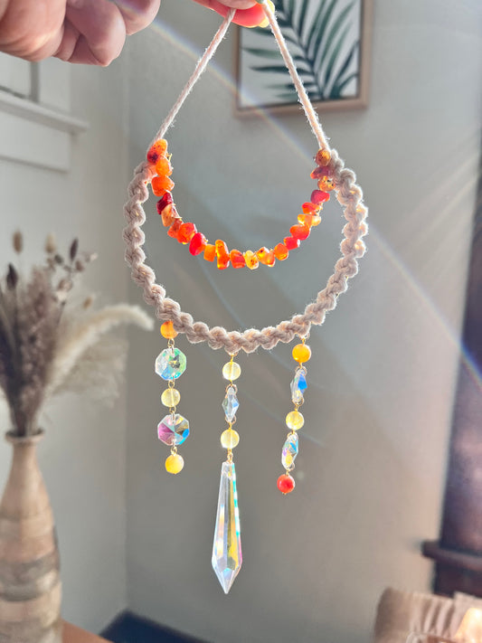 Carnelian and Citrine Crystal Suncatcher