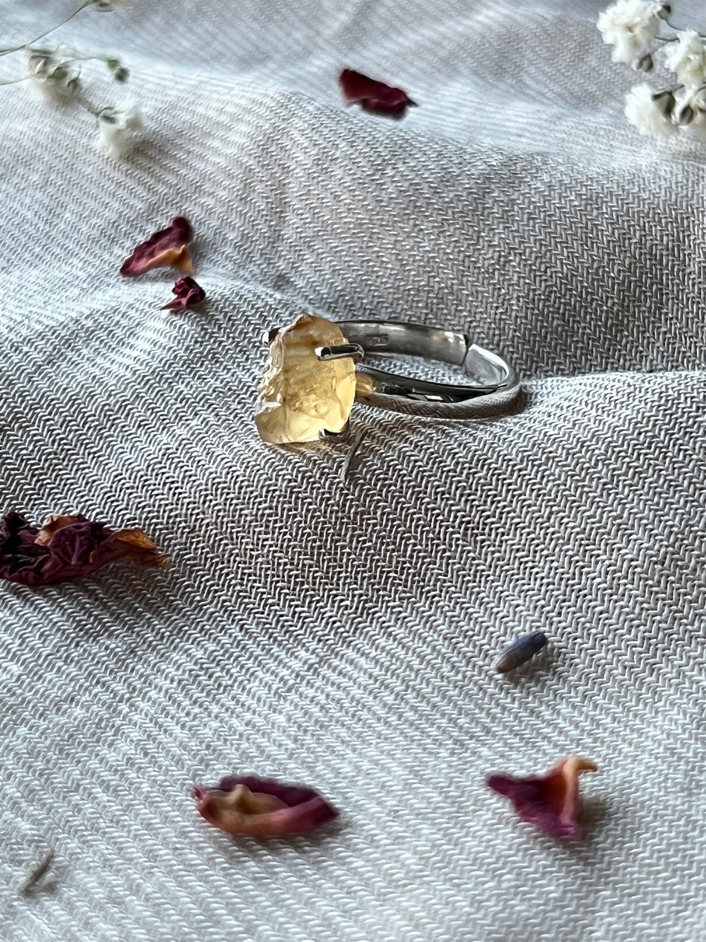 Raw Citrine Sterling Silver Ring