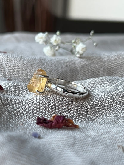 Raw Citrine Sterling Silver Ring