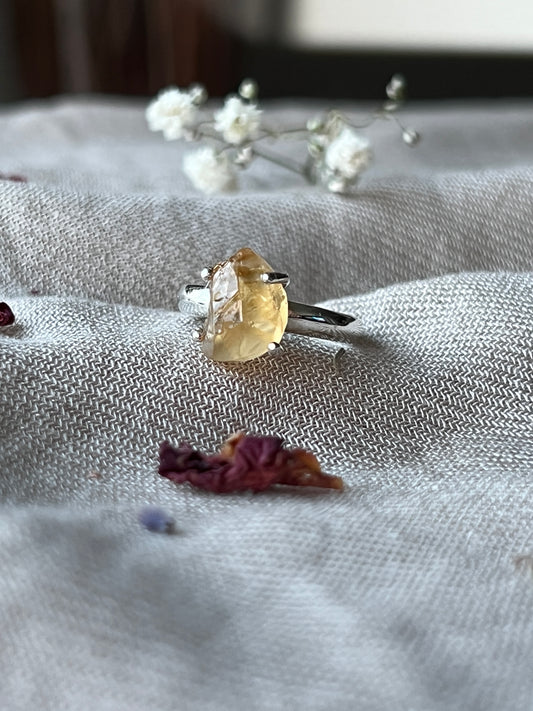 Raw Citrine Sterling Silver Ring