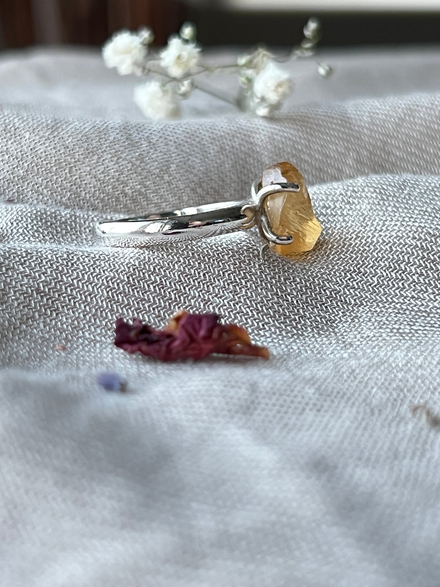 Raw Citrine Sterling Silver Ring