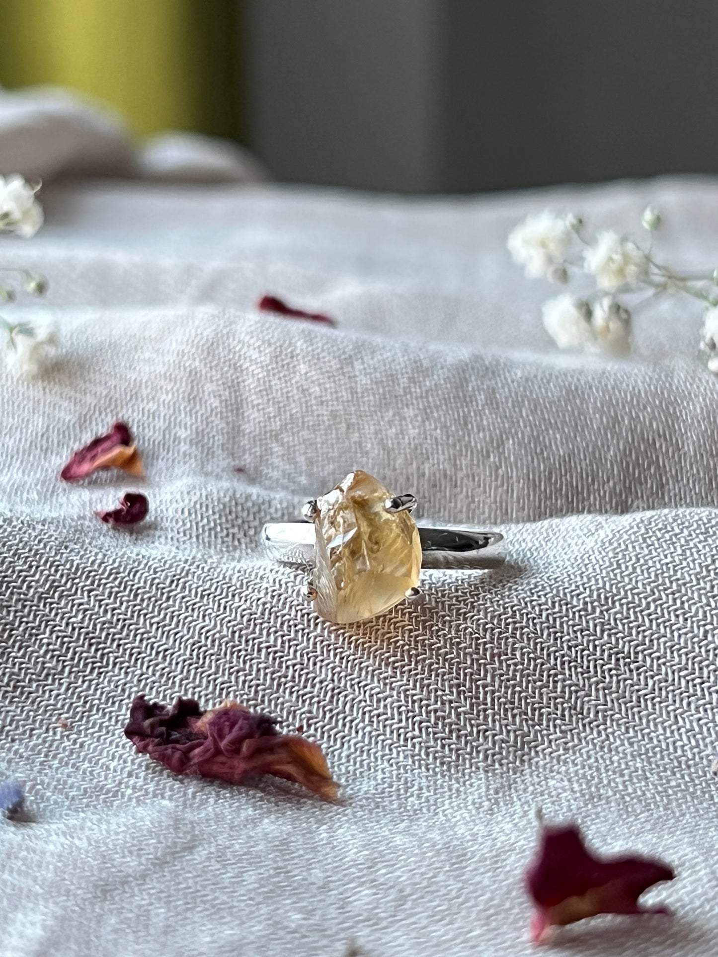 Raw Citrine Sterling Silver Ring