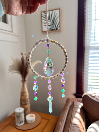 Amethyst and Fluorite Crystal Suncatcher