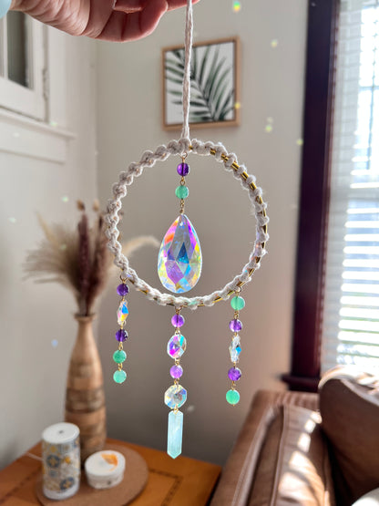 Amethyst and Fluorite Crystal Suncatcher