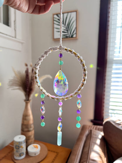 Amethyst and Fluorite Crystal Suncatcher