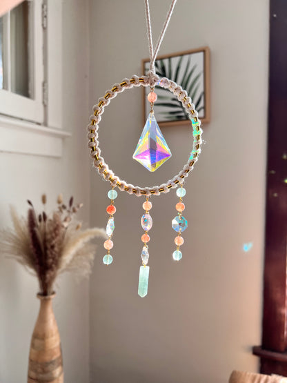 Carnelian and Fluorite Crystal Suncatcher