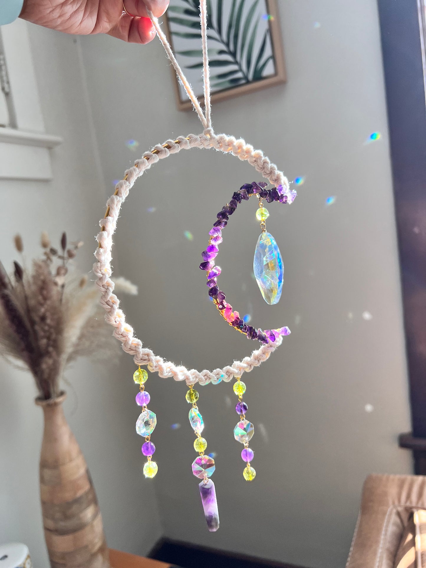 Amethyst and Peridot Crystal Suncatcher