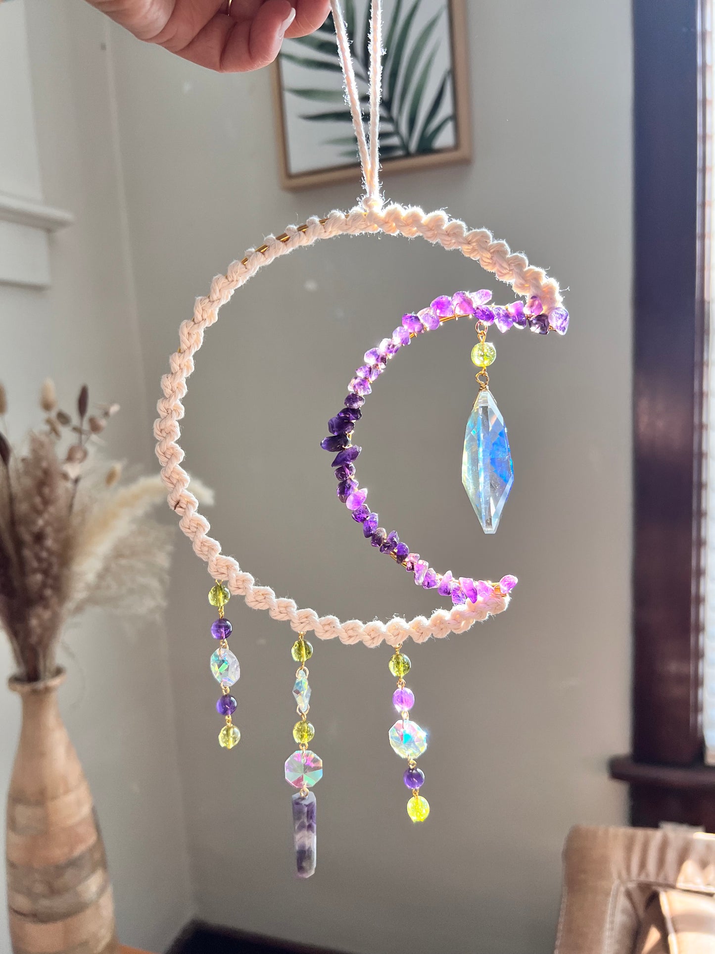 Amethyst and Peridot Crystal Suncatcher