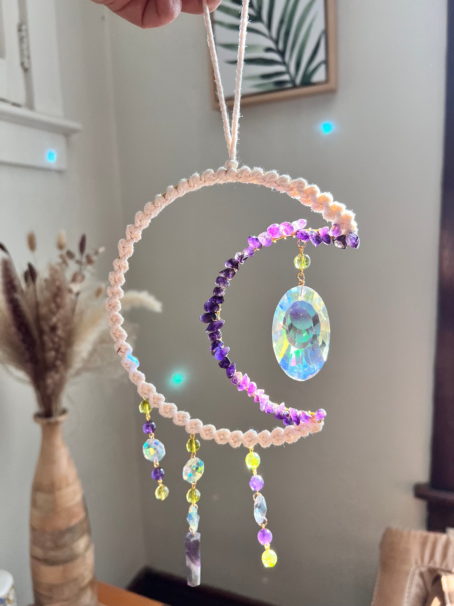 Amethyst and Peridot Crystal Suncatcher