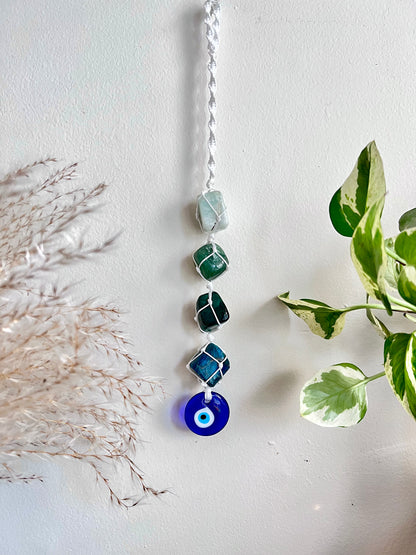 Evil Eye Macrame - Apatite, Malachite, Aventurine, Amazonite