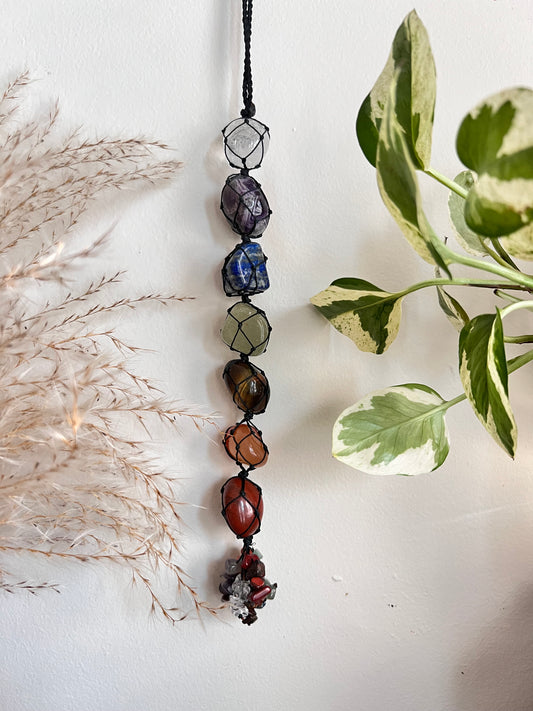 Seven Chakra Crystal Hanging with Crystal Tassel