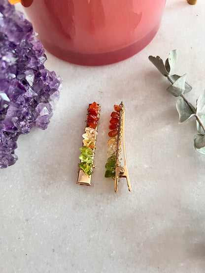 Carnelian, Citrine and Peridot Hair Barrette