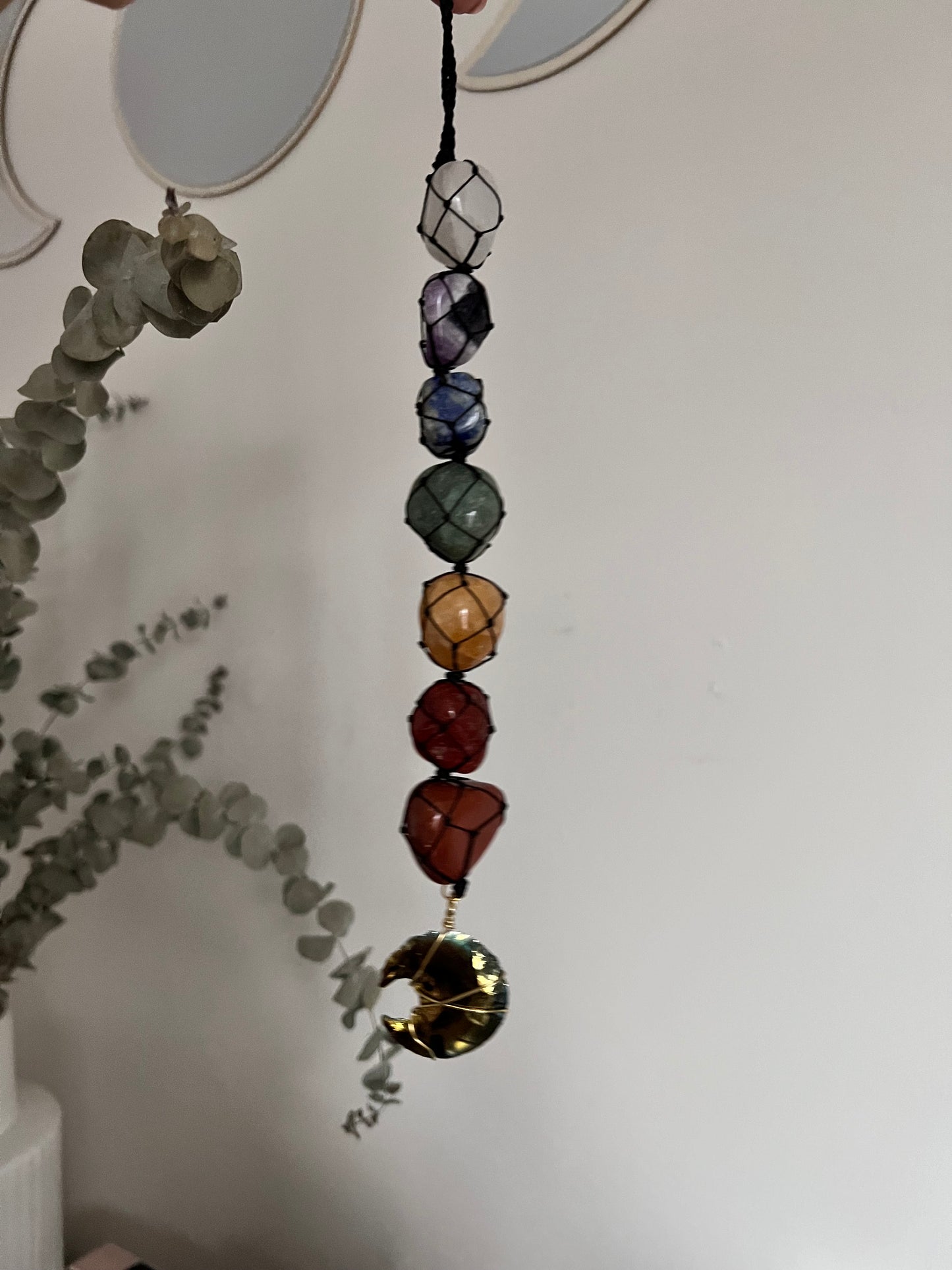 Seven Chakra Crystal with Crescent Moon