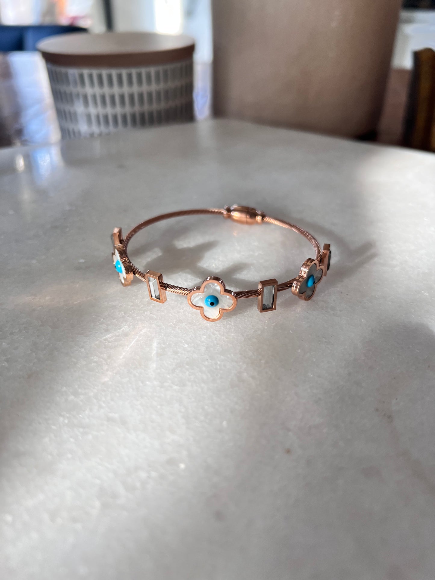 Clover Evil Eye Bangle