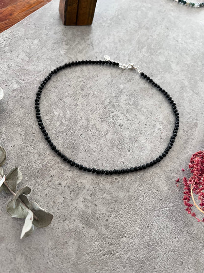 Black Tourmaline Beaded Choker Necklaces