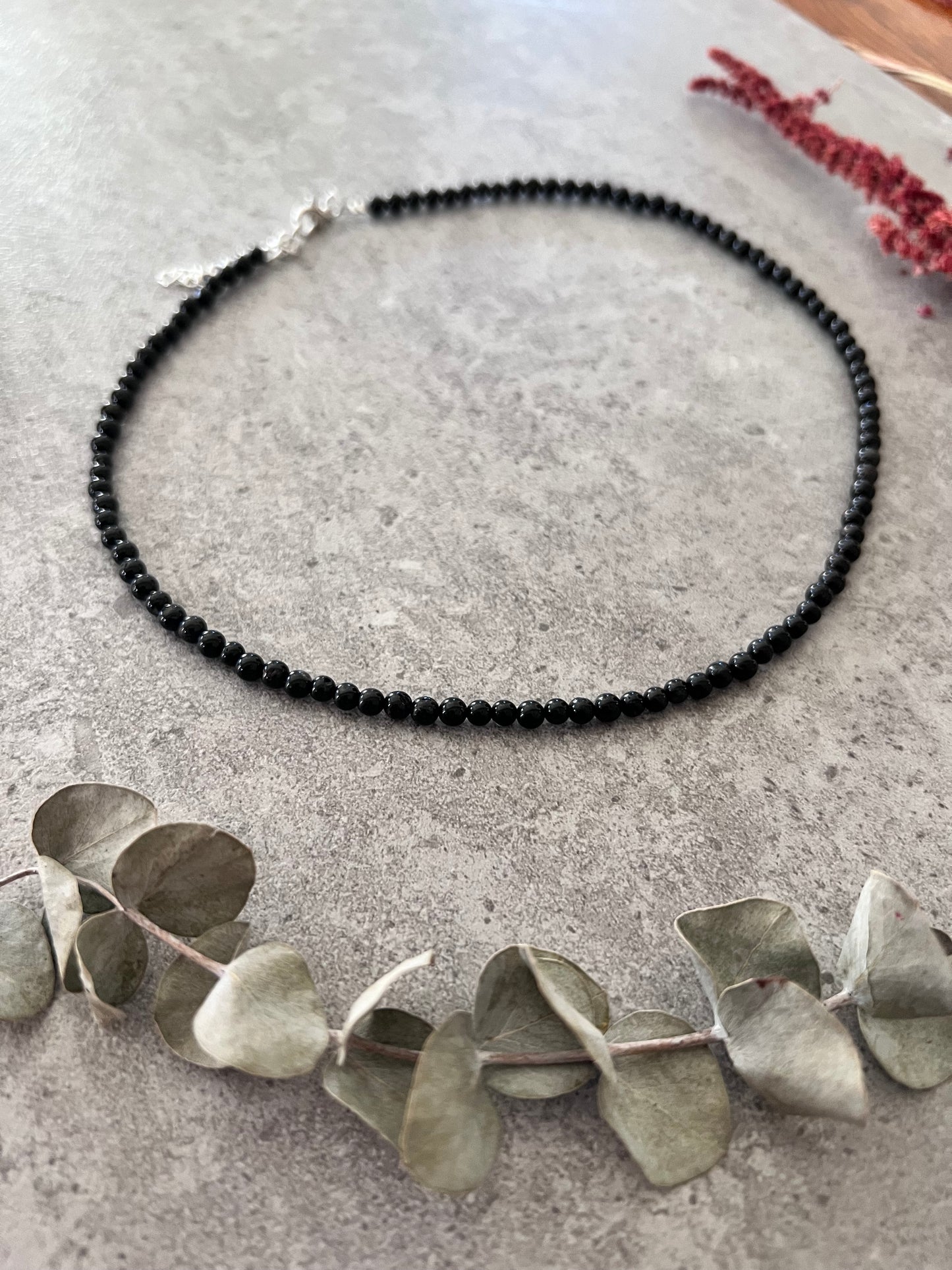 Black Tourmaline Beaded Choker Necklaces