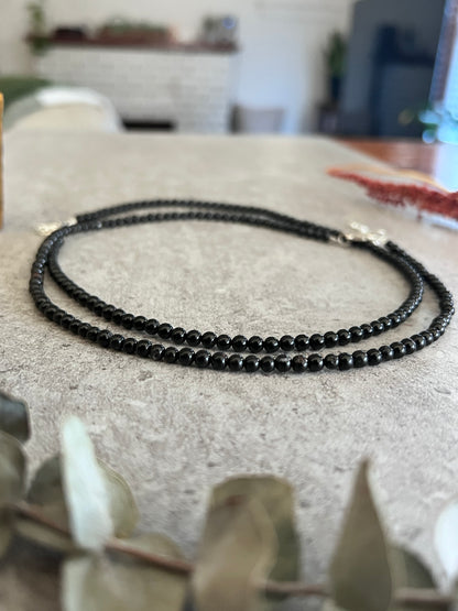 Black Tourmaline Beaded Choker Necklaces