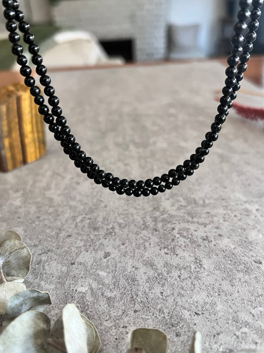 Black Tourmaline Beaded Choker Necklaces