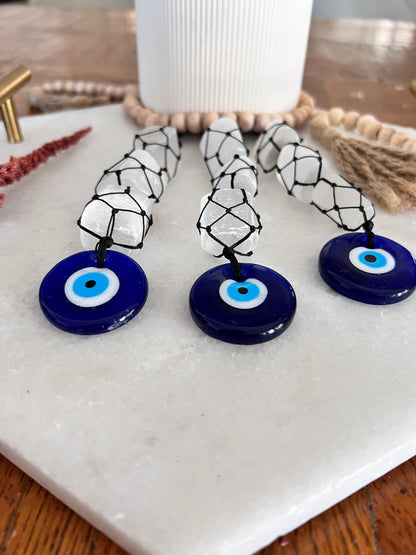 Evil Eye Macrame - Selenite Crystals