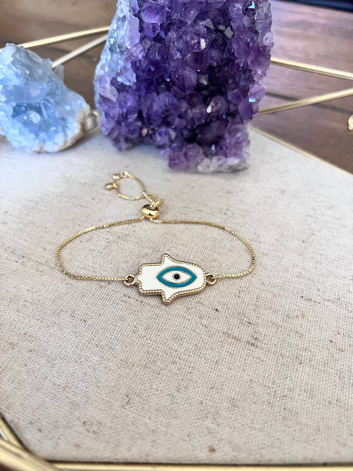 Hamsa Evil Eye Bracelet - White