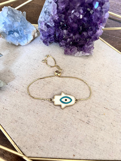 Hamsa Evil Eye Bracelet - White