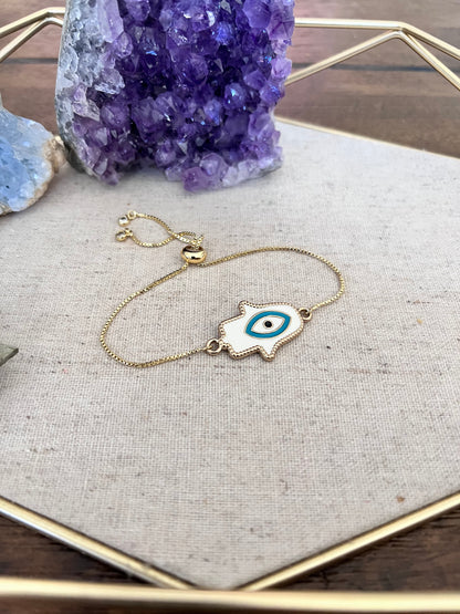 Hamsa Evil Eye Bracelet - White