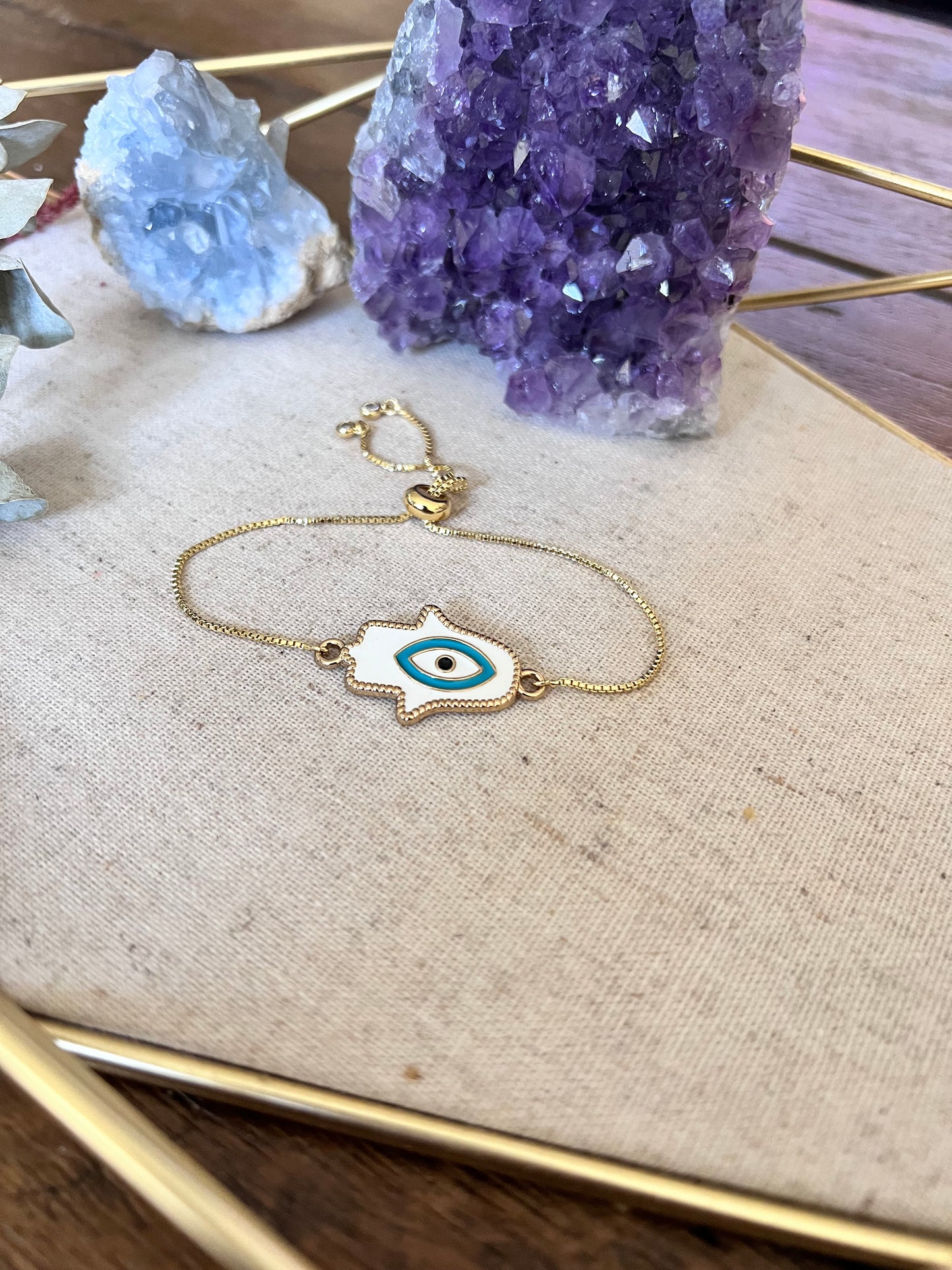 Hamsa Evil Eye Bracelet - White