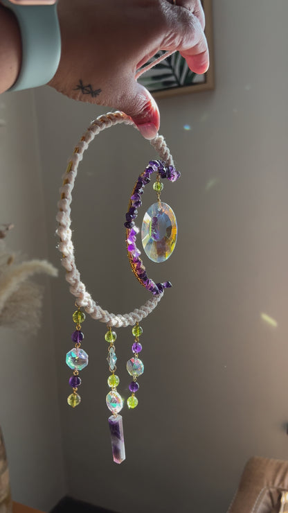 Amethyst and Peridot Crystal Suncatcher