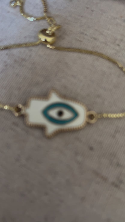 Hamsa Evil Eye Bracelet - White