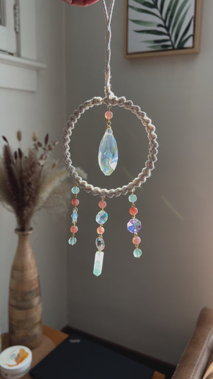 Carnelian and Fluorite Crystal Suncatcher