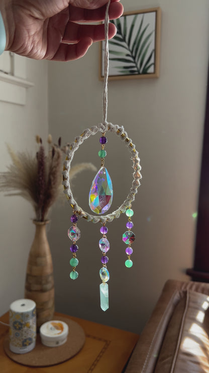 Amethyst and Fluorite Crystal Suncatcher